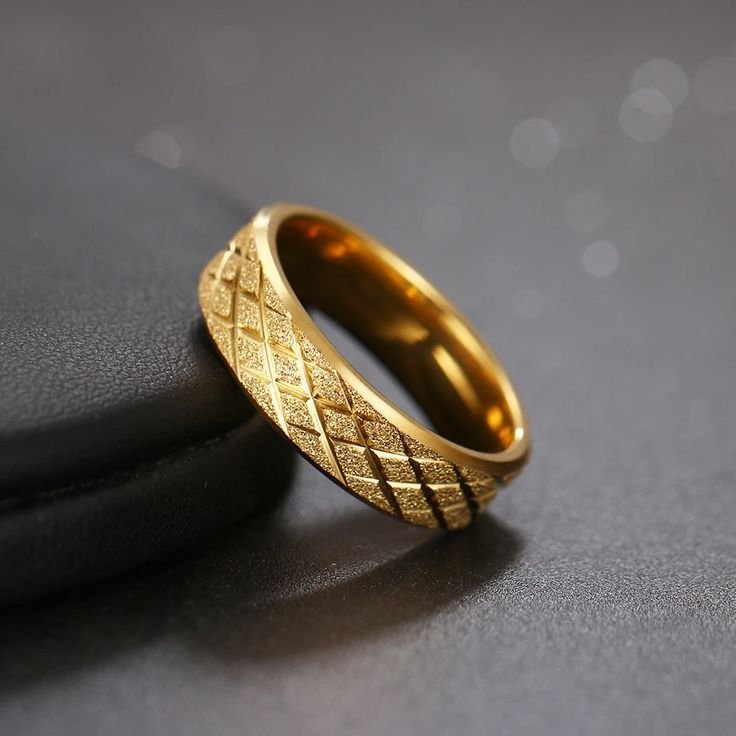 Matte Geometric Design Golden Ring For Women _ Mens wedding rings gold, Gold ring designs, Mens ring designs